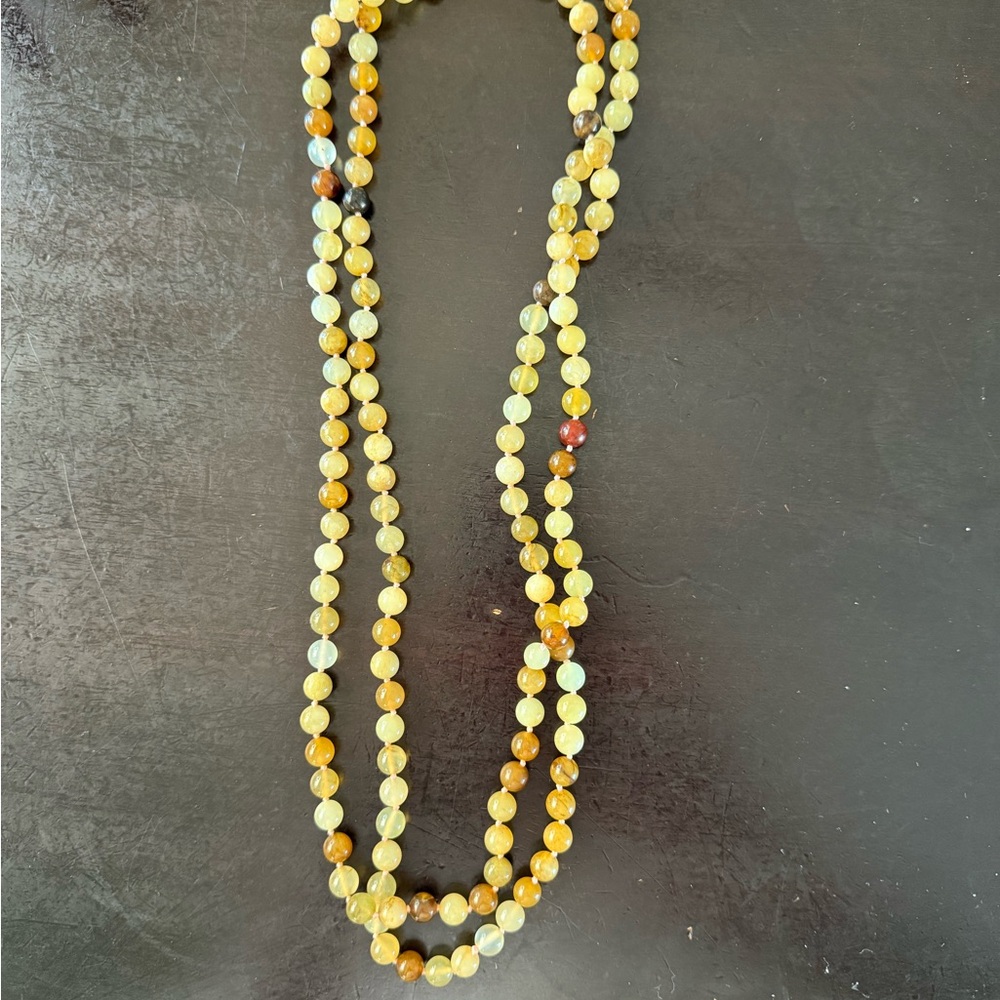 Natural Stone Elegant Beaded Necklace in Gold and Brown